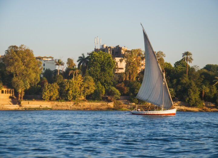 Felucca sailing on the Nile River at Aswan